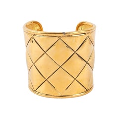 Chanel Golden Metal Quilted Cuff Bracelet, 1980s