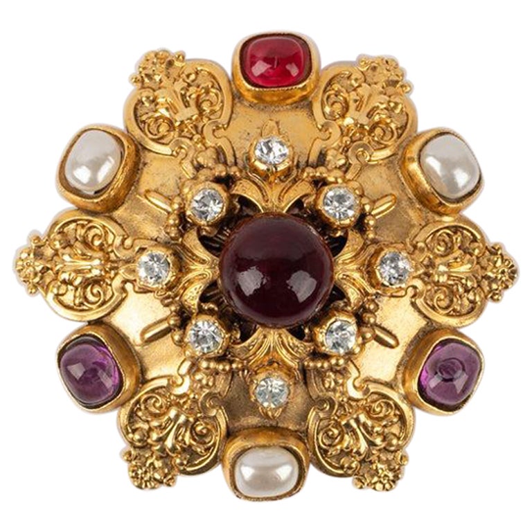 Chanel Pendant Brooch with Rhinestones, 1984 For Sale