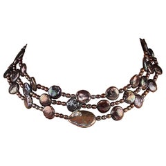 Antique AJD 49 Inch Mauve/Wine Pearl necklace  June Birthstone
