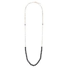 2021 Chanel Black Bead-Embellished Long Necklace