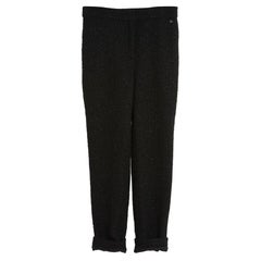 Pré automne 2018 Chanel Pantalon en tweed noir brillant FR40/42