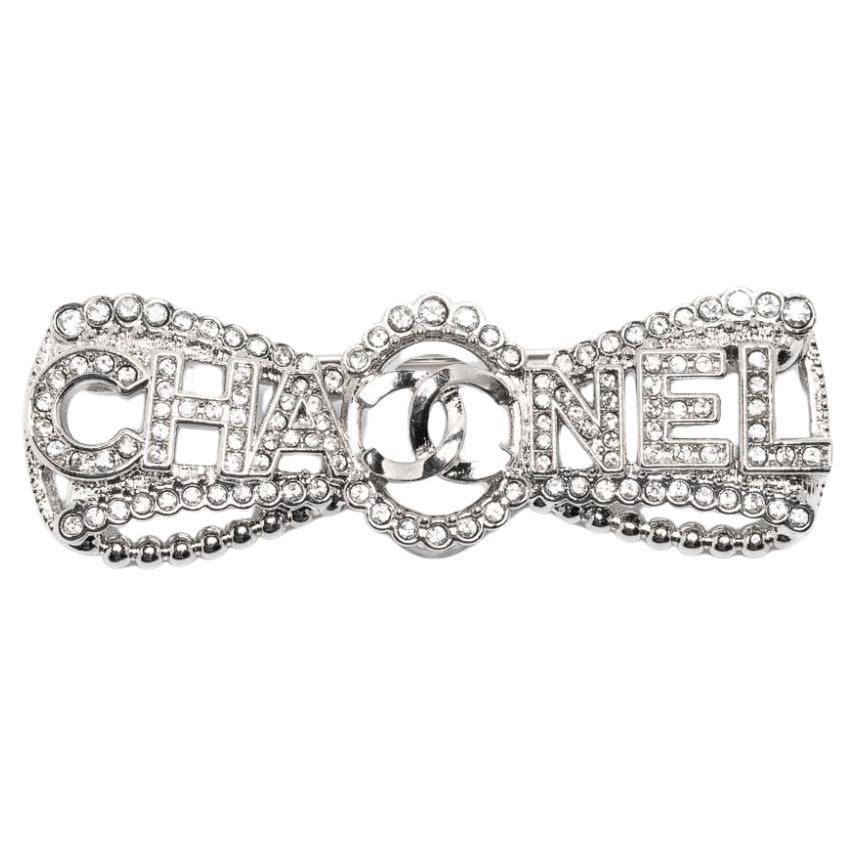 Chanel CC Rhinestone-Embellished Bow Brooch