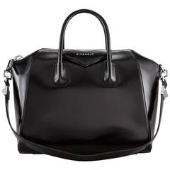 Used Givenchy Antigona Medium Calfskin Duffle Shoulder Bag, Black