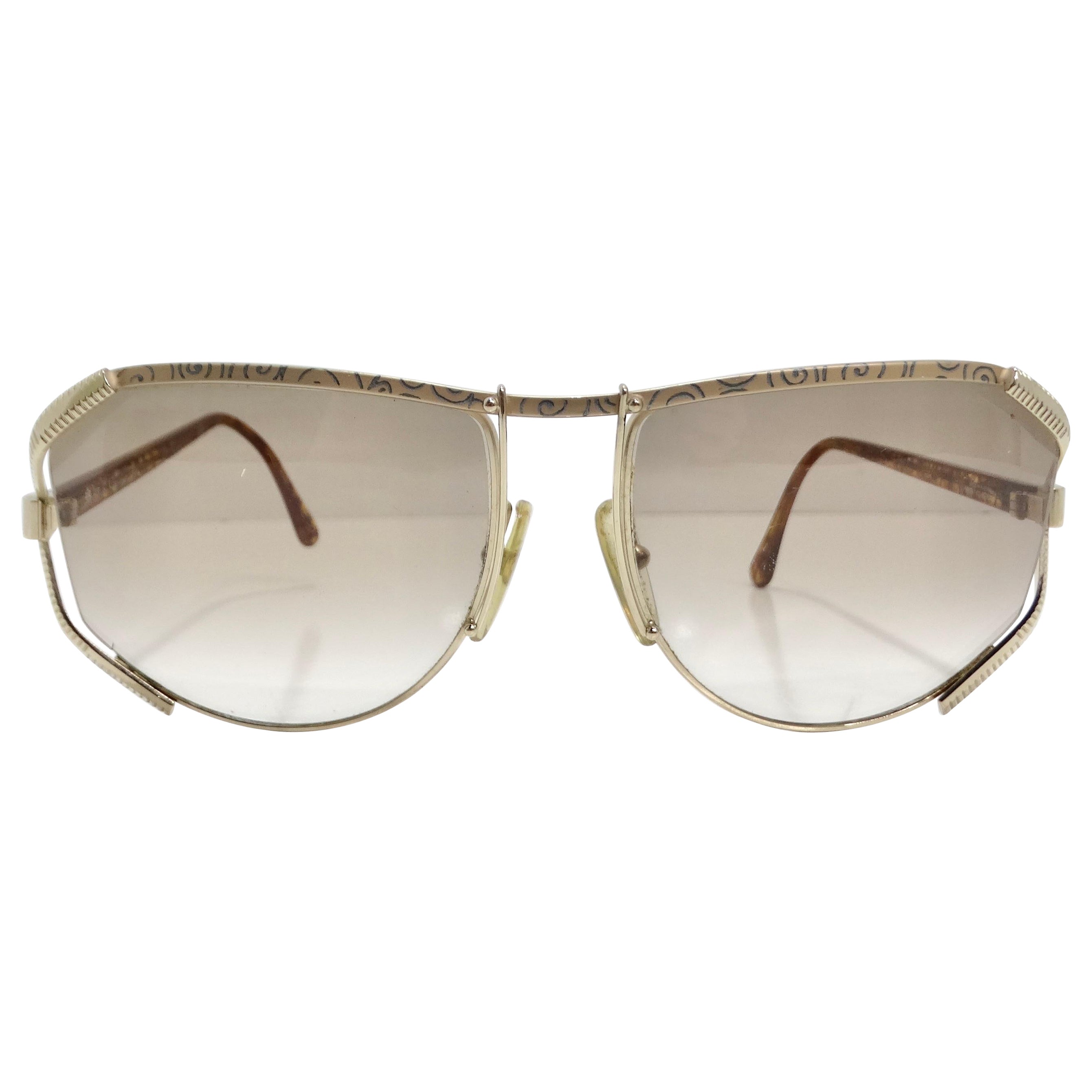 Christian Dior 1980s Gold Tone Aviator Sunglasses For Sale