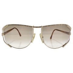 Vintage Christian Dior 1980s Gold Tone Aviator Sunglasses