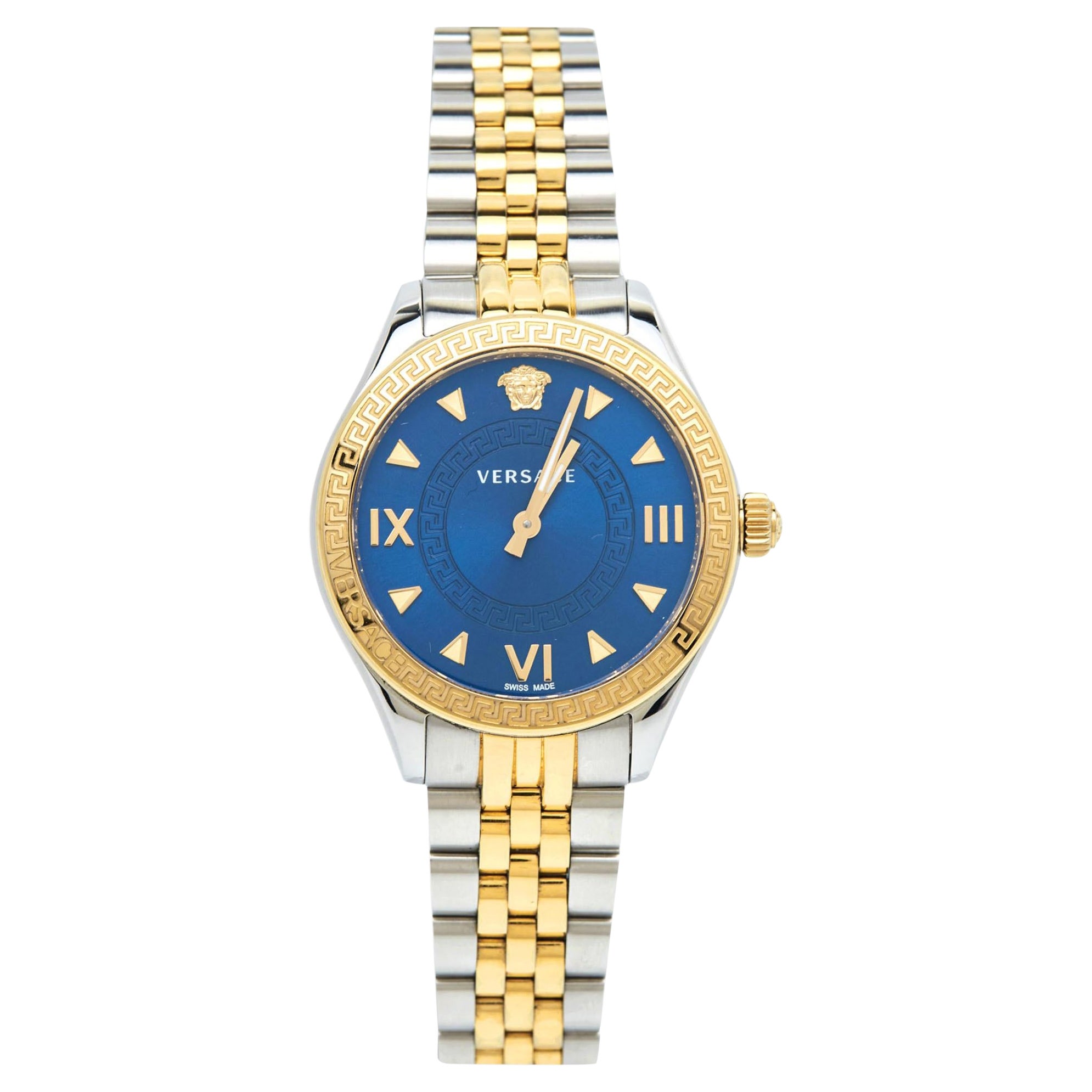 Versace Blue Two-Tone Stainless Steel Hellenyium VE2S00522 Women's Wristwatch 35