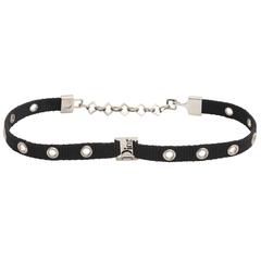 Dior by John Galliano Black Choker with Silver Hardware 9