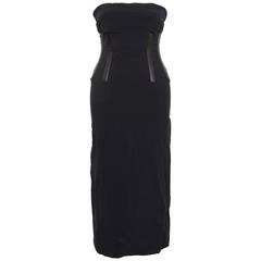 Gucci Black Tube Corset Dress with Leather Inserts 7