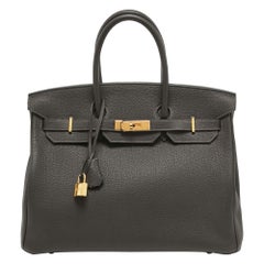 Hermes Macassar Togo Leather Gold Finish Birkin 35 Bag