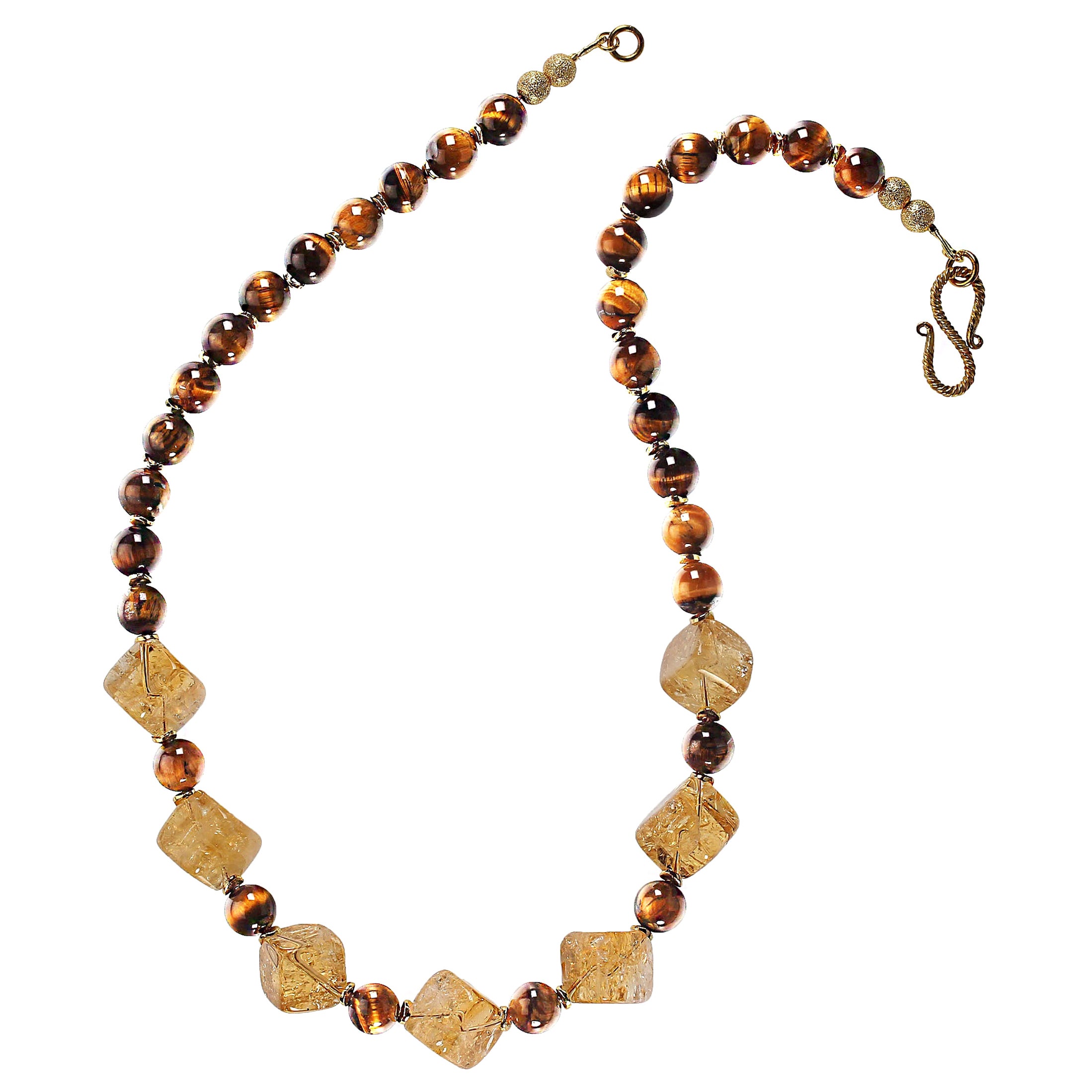 AJD 18 Inch Statement Citrine and Tiger's Eye Necklace For Sale