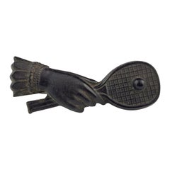 Antique Victorian tennis brooch, Bog oak 