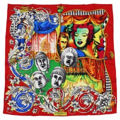 Versace Pañuelo de Seda Chal 35in Antonio Ratti Marilyn Monroe James Dean Print Raro