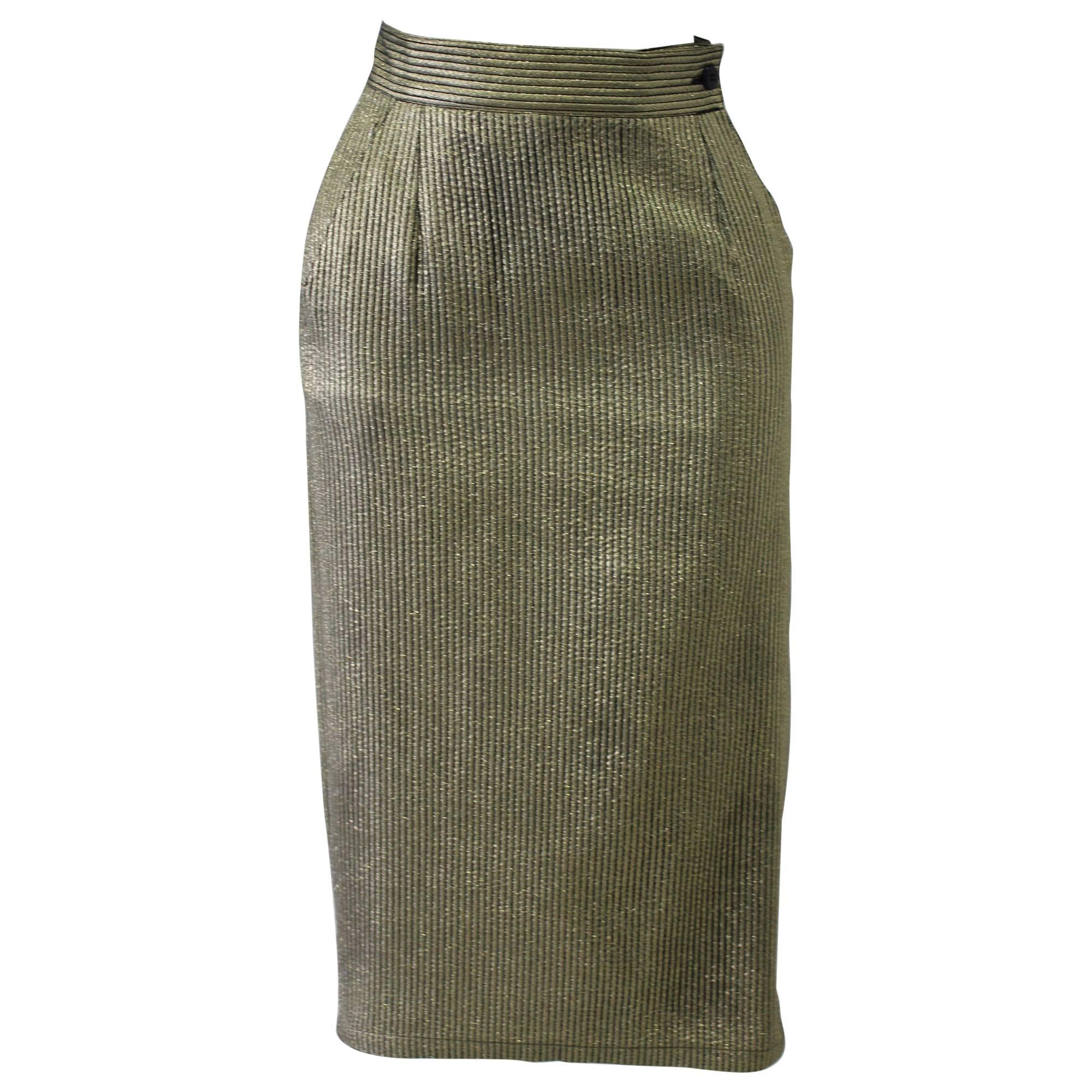 Early Gianni Versace Brocade Gold Lurex Skirt For Sale