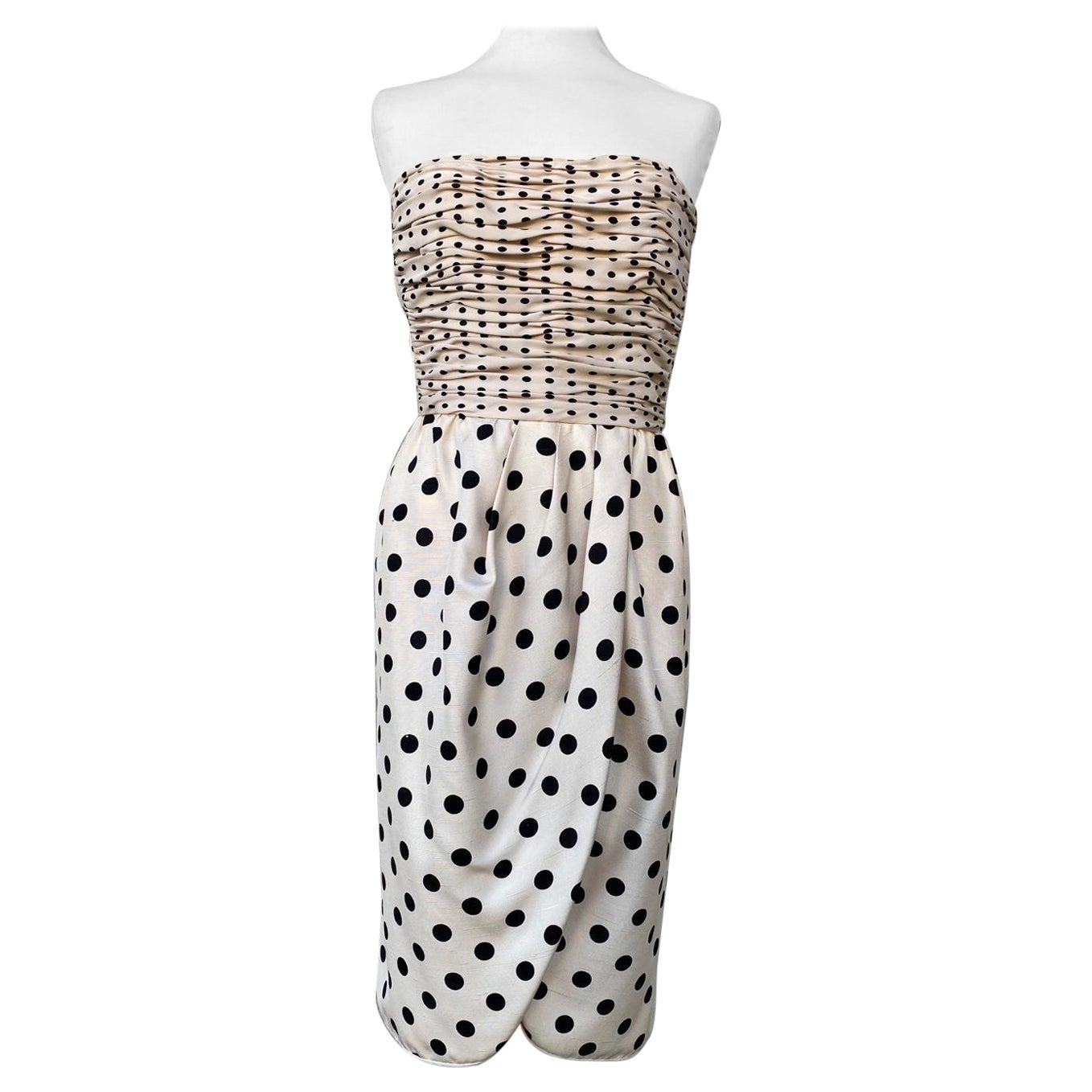 Valentino Couture blue pois white dress For Sale