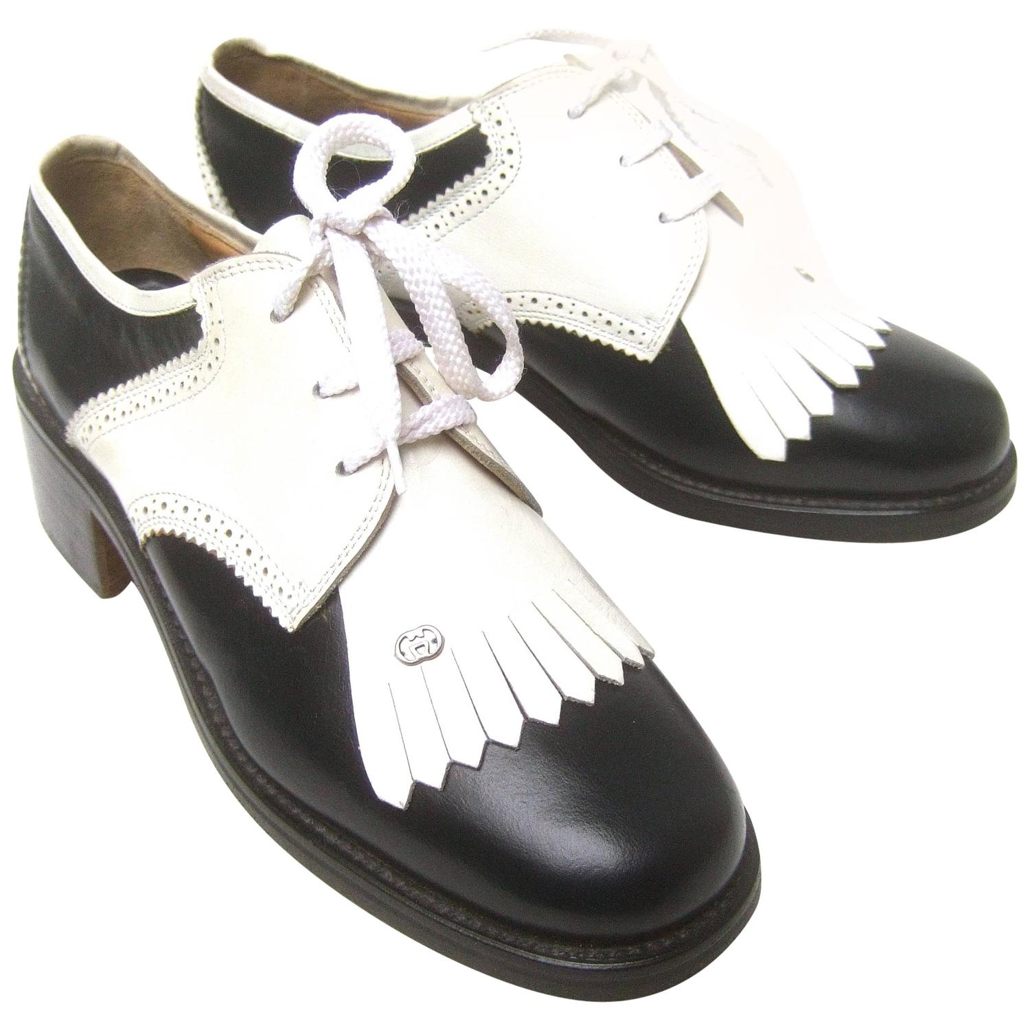 Gucci Womens Rare Leather Brogue Golf Shoes c 1980s For Sale at 1stdibs