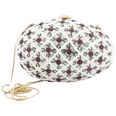 Judith Leiber Egg Minaudiere Crystal and Pearl Small