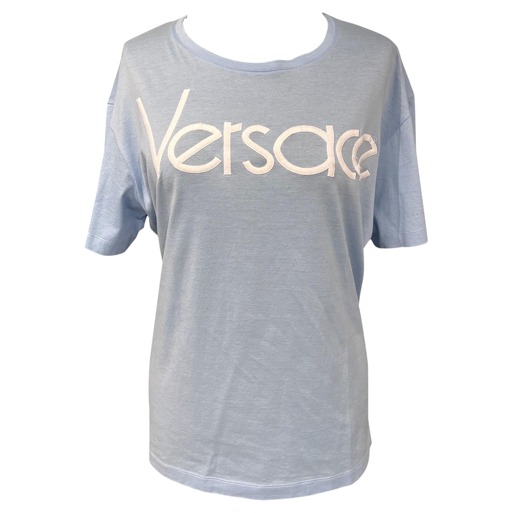 Versace T-shirt Azzurro Manica Corta  For Sale