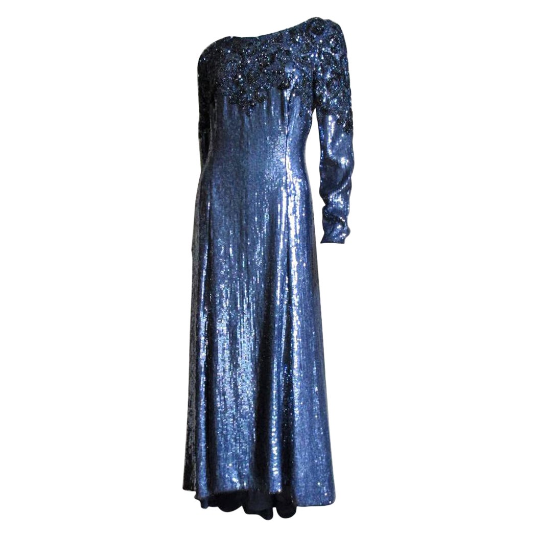 Louis Feraud Perlenbesetztes Seidenkleid 1990er Jahre im Angebot