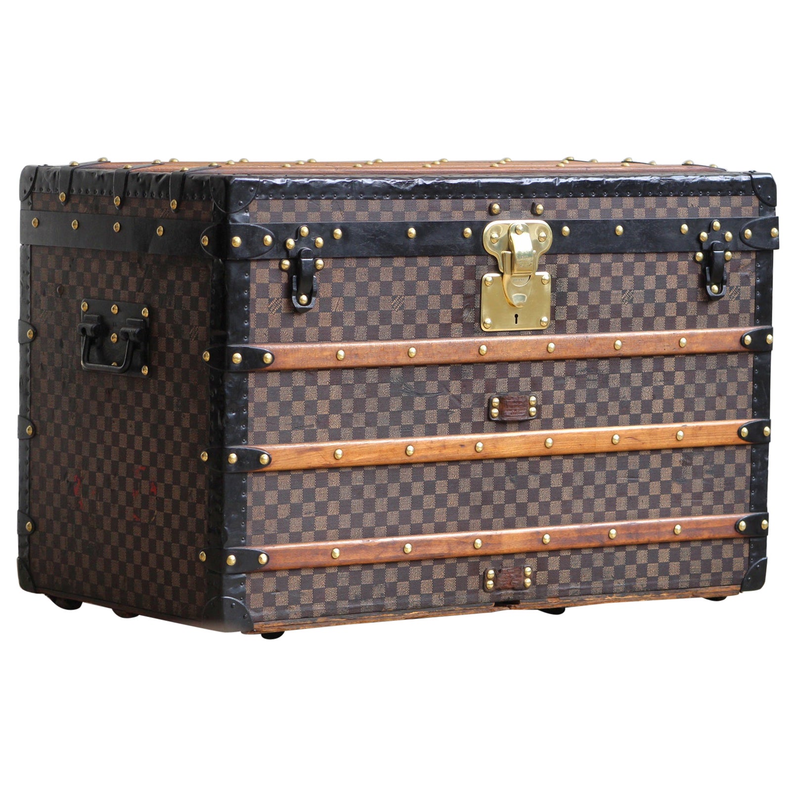 1880s Louis Vuitton Courier Trunk in Damier Canvas For Sale