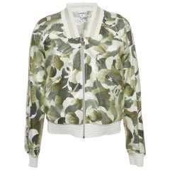 Chanel Dark Green Printed Synthetic Vinyl Bomber Jacket M