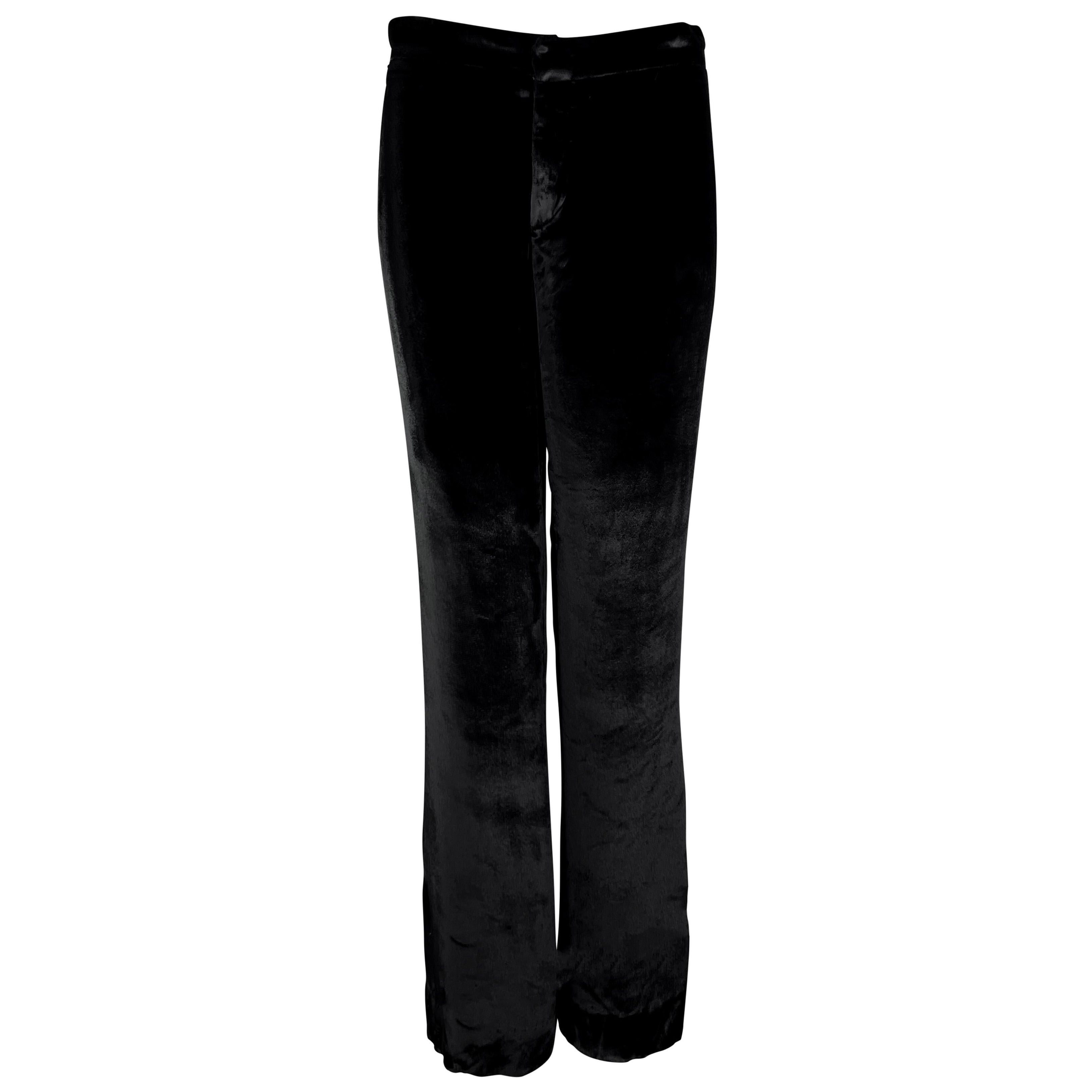 F/W 1999 Gucci by Tom Ford Black Velvet Wide Leg Pants For Sale
