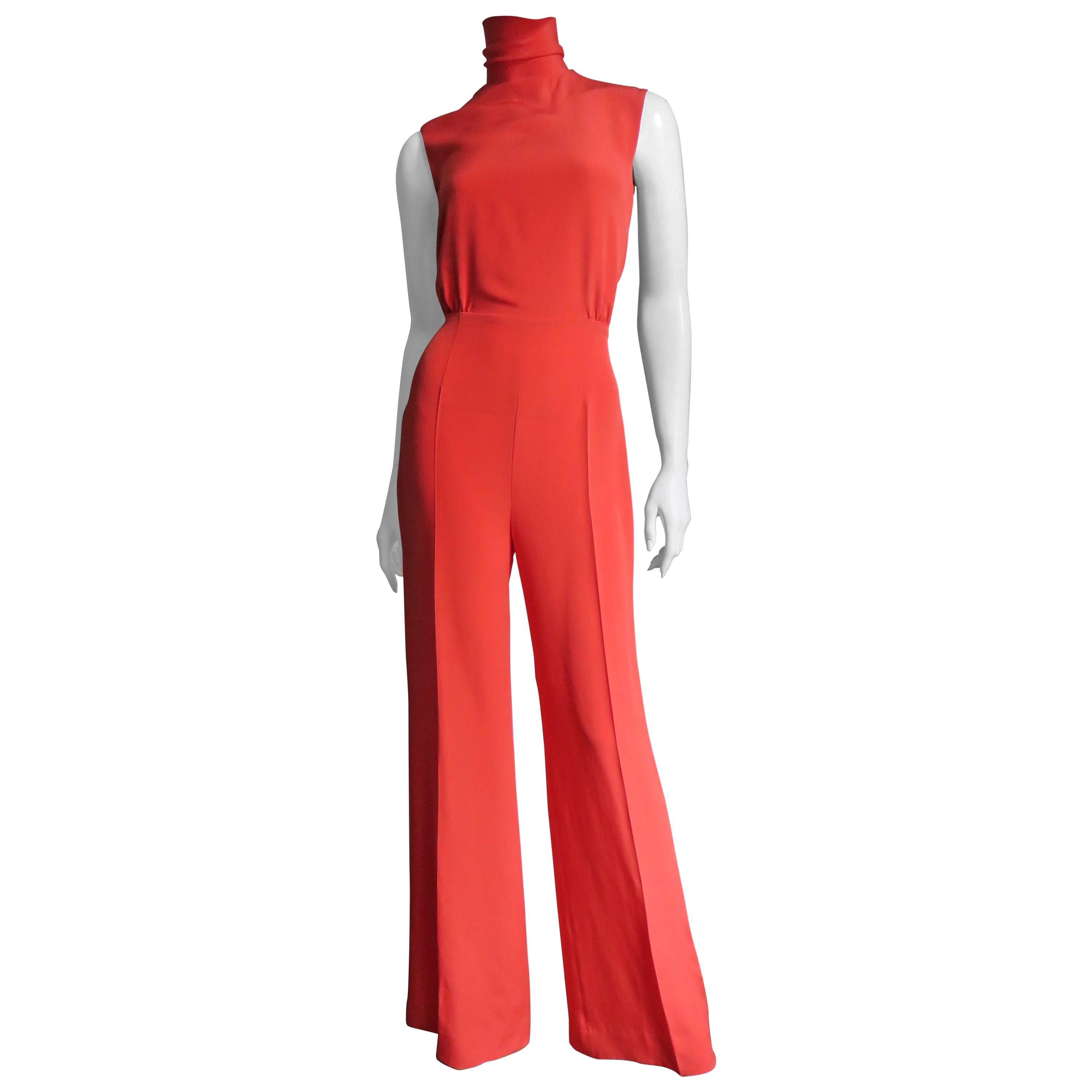 Celine Orange Jumpsuit With Tie Neck