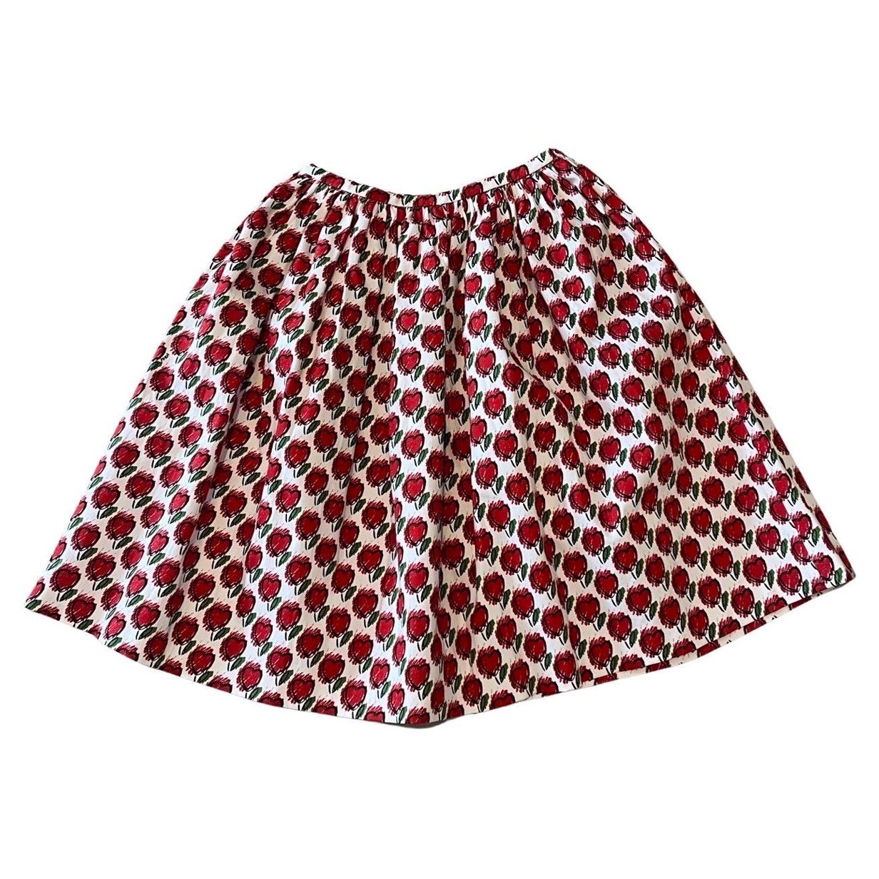 2016 Prada Cotton Hearts Full Skirt