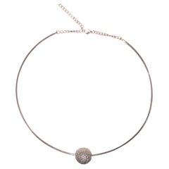 Natural brown rose cut diamond oxidized sterling silver bead ball wire necklace 