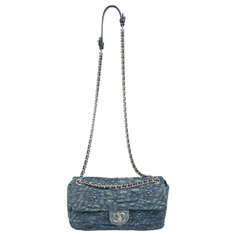 Chanel Denim Blue Camellia Flap Bag - blue at 1stDibs | chanel camellia ...