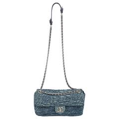 Chanel Denim Blue Camellia Flap Bag - blue