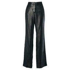 Pantalon noir en satin brillant avec poches arrière Chanel 