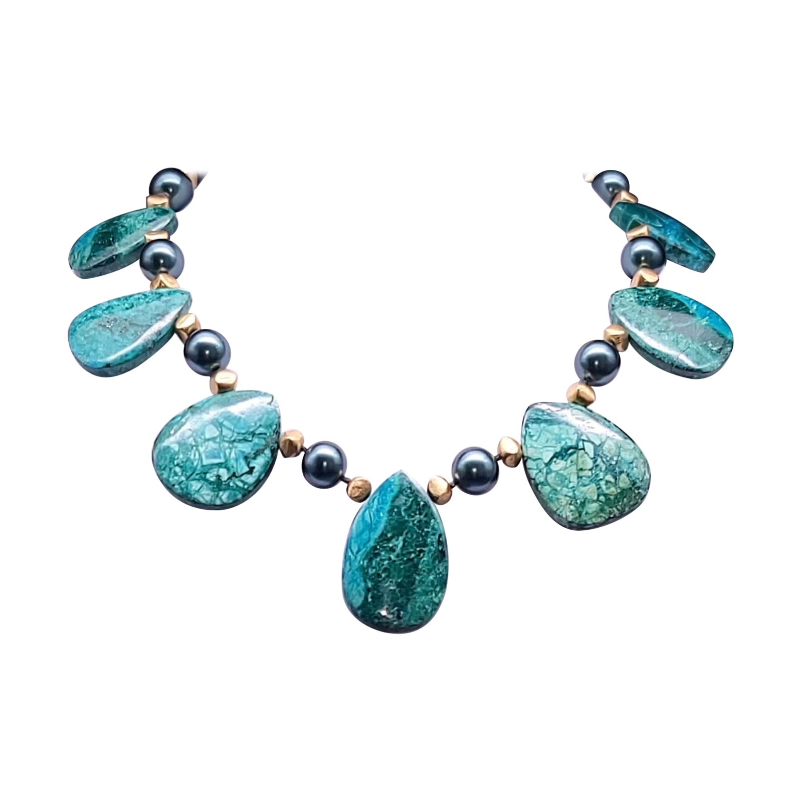A.Jeschel Masterpiece Oval Chrysocolla plates necklace For Sale
