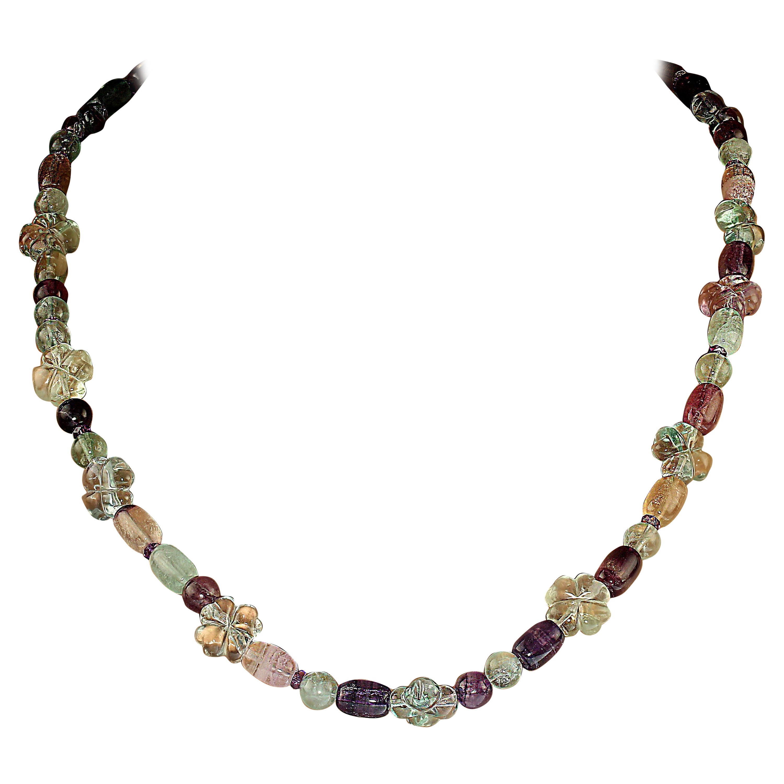 AJD 25 Zoll Fabelhafte Fluorit-Halskette, mehrfarbig, fabelhaft  (Perle) im Angebot