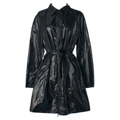 Black nylon raincoat with zip closure Fendissime Republica Italiana 