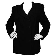 Chanel Black Wool Double Breasted Jacket sz FR50