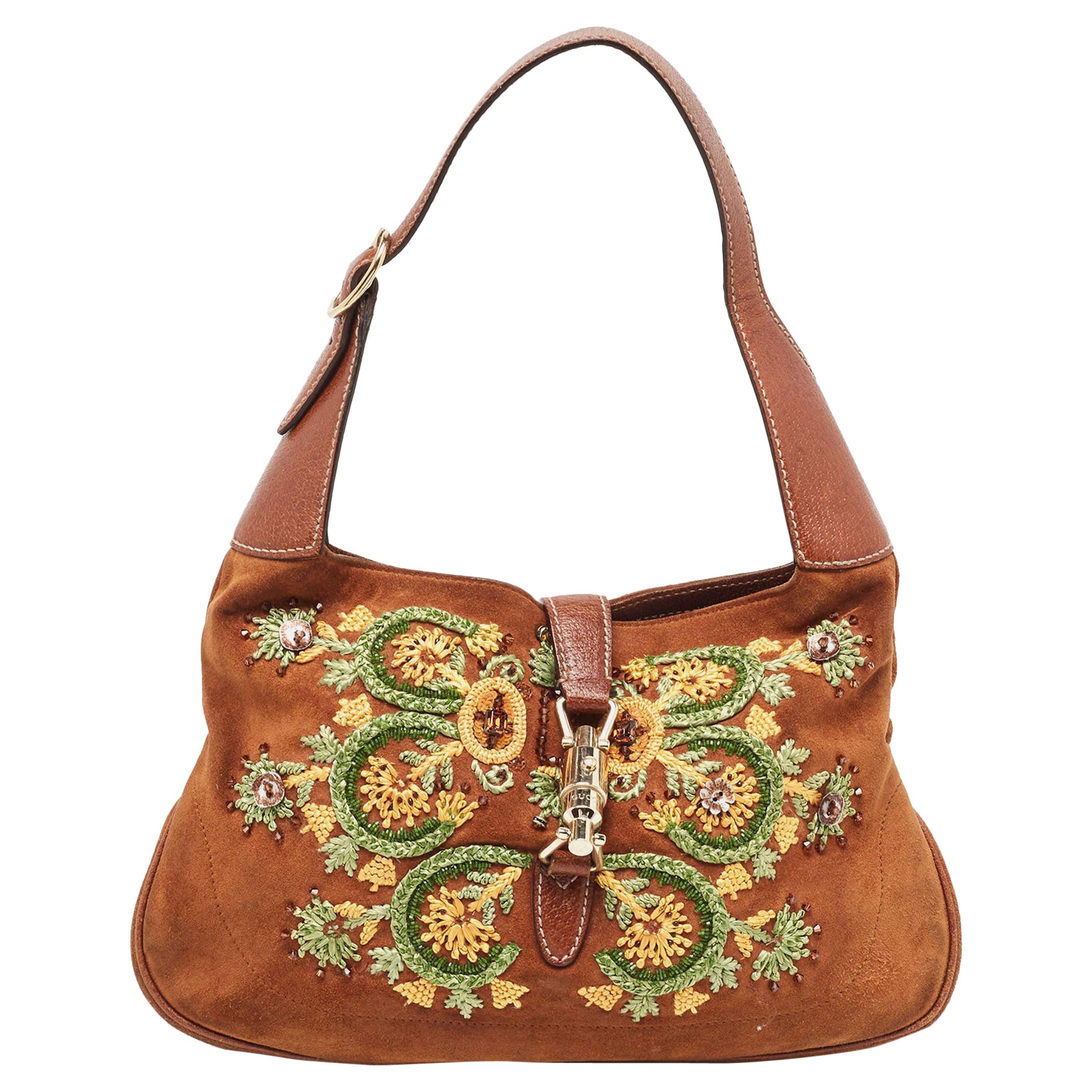 Gucci Brown Suede Limited Edition Jackie Hobo For Sale