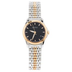 Retro Gucci Black Two-Tone Stainless Steel G-Timeless Women's Wristwatch 27 mm