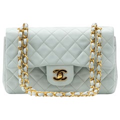 Chanel Classic Double Flap Small Baby Blue 24k GHW Rare
