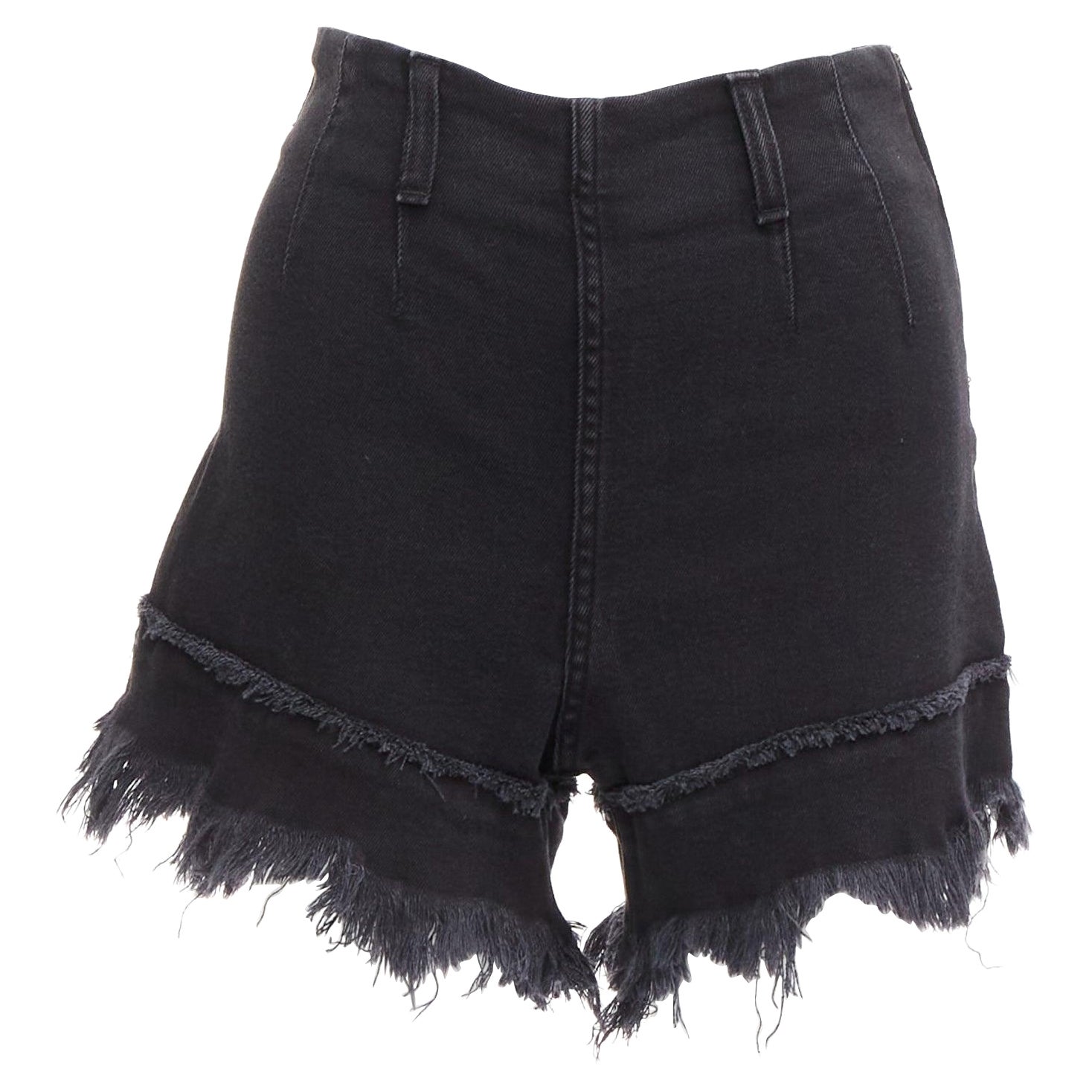 PHILOSOPHY black cotton blend high waist frayed hem flutter shorts IT38 XS For Sale