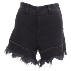 PHILOSOPHY Schwarze Flair-Shorts aus Baumwollmischung mit hoher Taille und ausgefranstem Saum IT38 XS