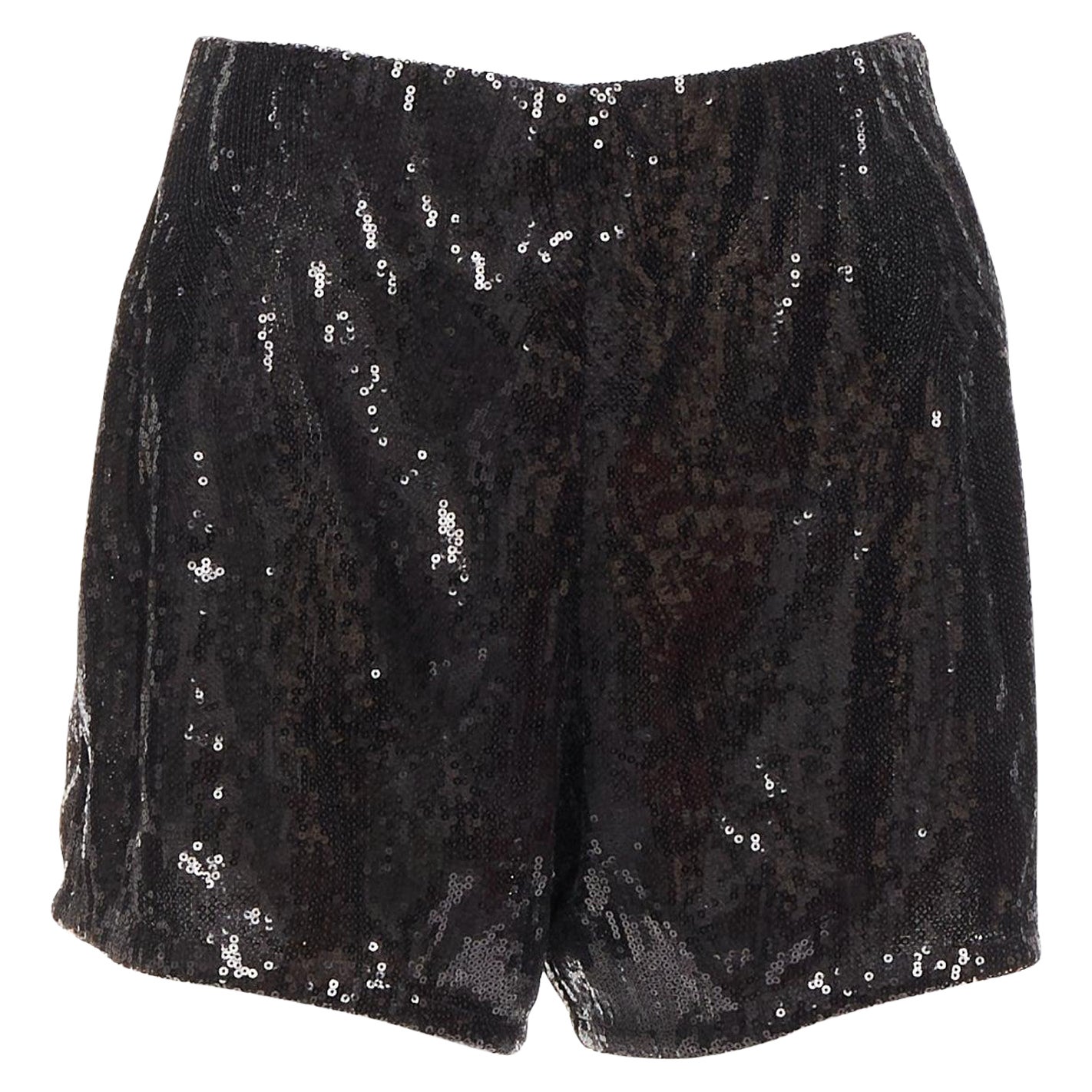 PHILOSOPHY black sequins high waist wide leg relaxed shorts IT38 XS For Sale