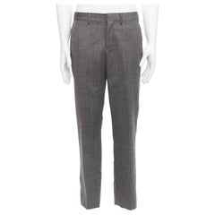 VERSACE Pantalon à carreaux gris 100 % coton à jambes droites IT48 M