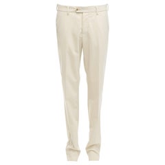 LA PERLA pantalon classique minimal à jambe droite en laine vierge mélangée beige clair M.