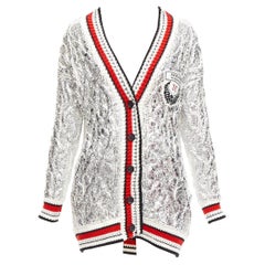 ERMANNO SCERVINO Over Sweatshirt cardigan en maille de coton fil de coton argenté S