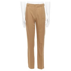 BOTTEGA VENETA Pantalon à plis sur le devant doublé de coton brun 100% laine IT48 M