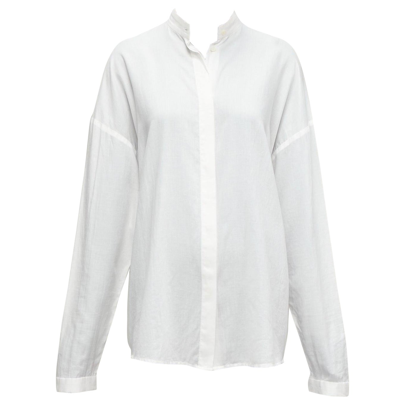 HAIDER ACKERMANN white 100% cotton bishop collar oversized flowy shirt FR34 XS For Sale