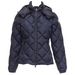 Used MONCLER Norme Afnor G32-003 navy goose down slim waist puffer jacket Sz 0 S