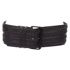 Used rare HAIDER ACKERMANN black leather woven wide buckle oversized belt L