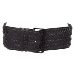 rare HAIDER ACKERMANN black leather woven wide buckle oversized belt L