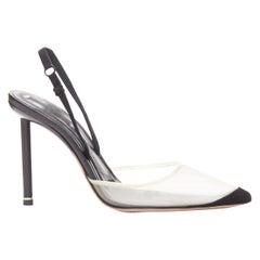 ALEXANDER WANG Alix nude mesh black fabric strap slingback pumps EU36